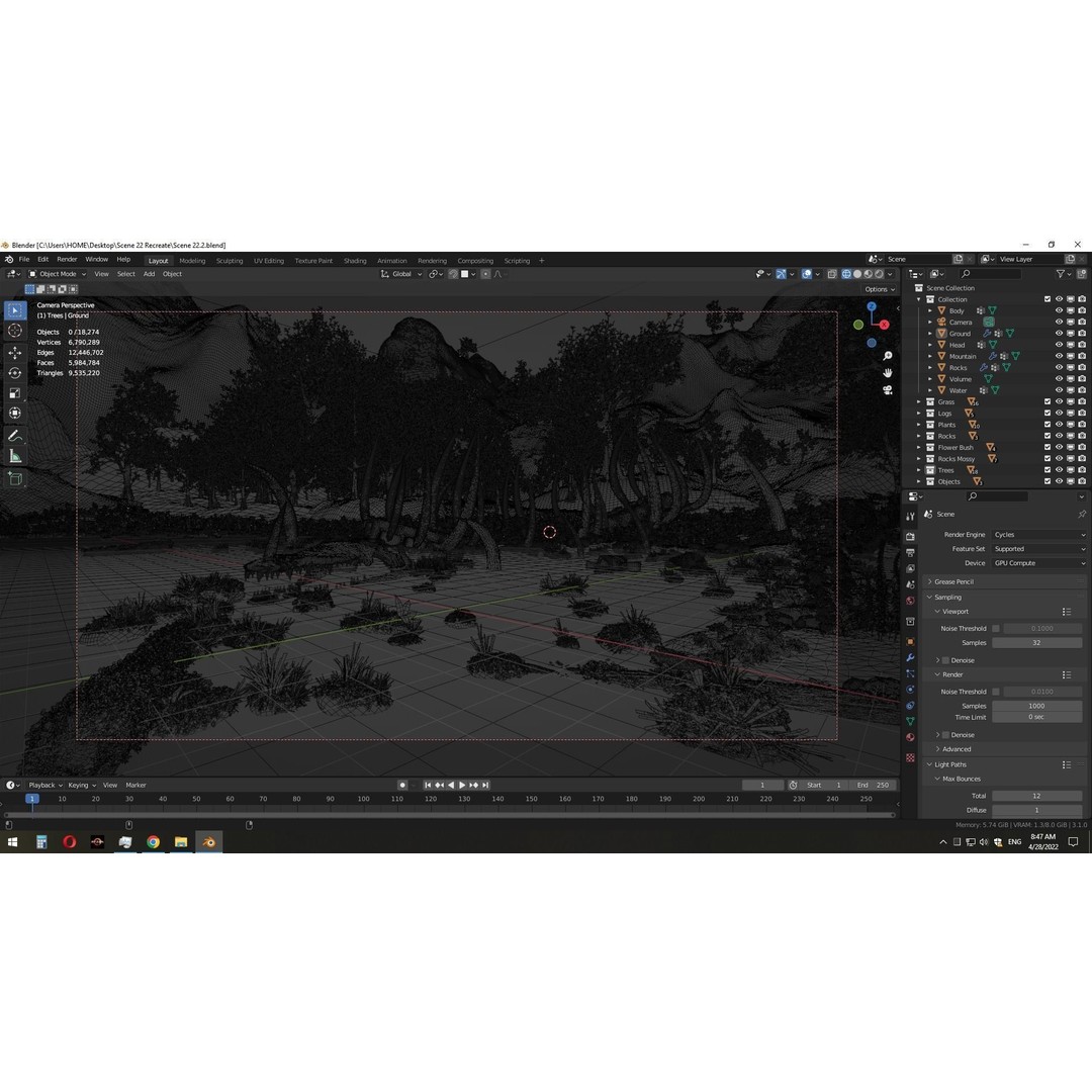 Skeleton Scene 3D Model – High Poly Blender Environment with PBR Textures