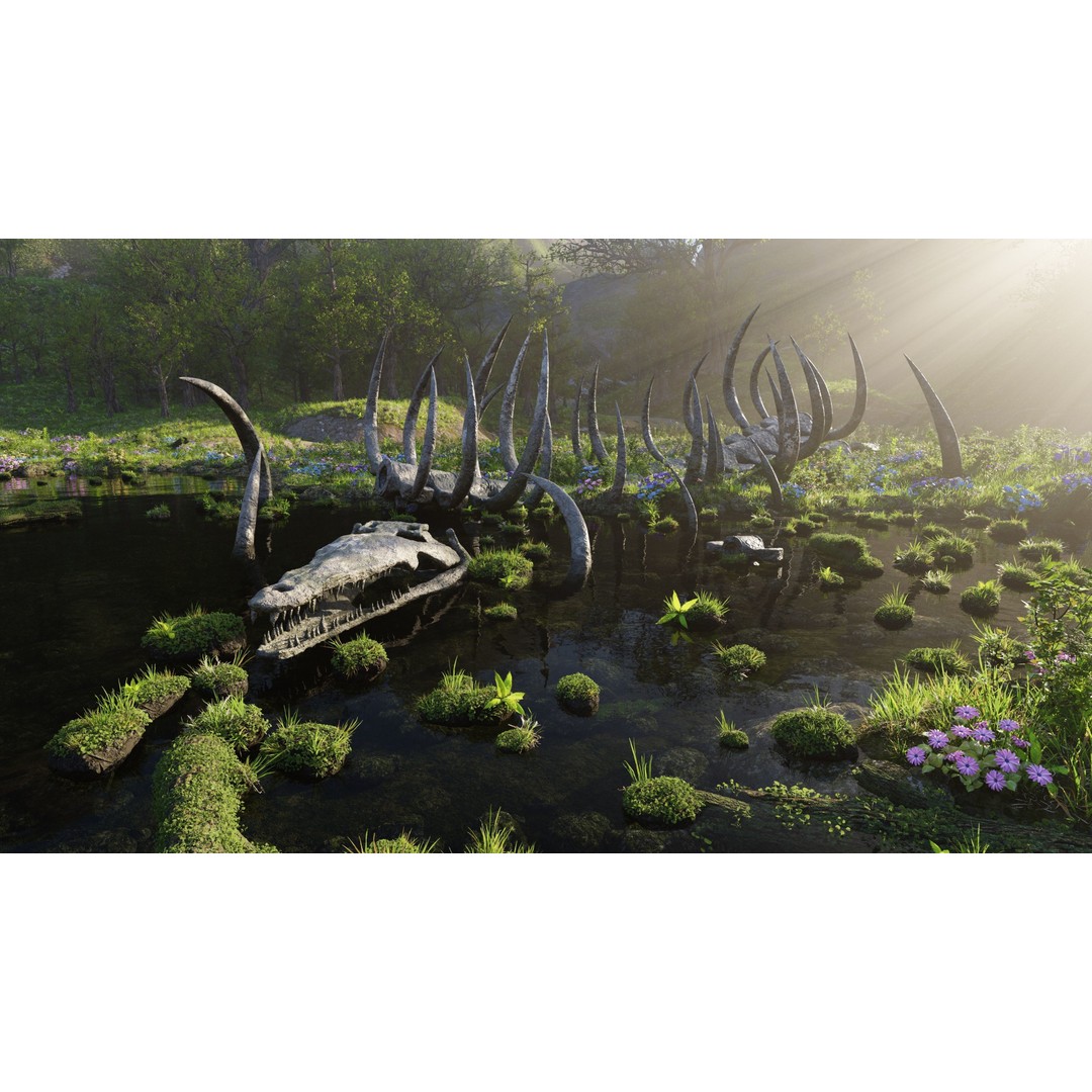 Skeleton Scene 3D Model – High Poly Blender Environment with PBR Textures - View 3