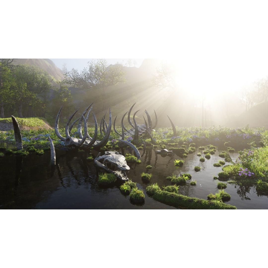 Skeleton Scene 3D Model – High Poly Blender Environment with PBR Textures - View 4
