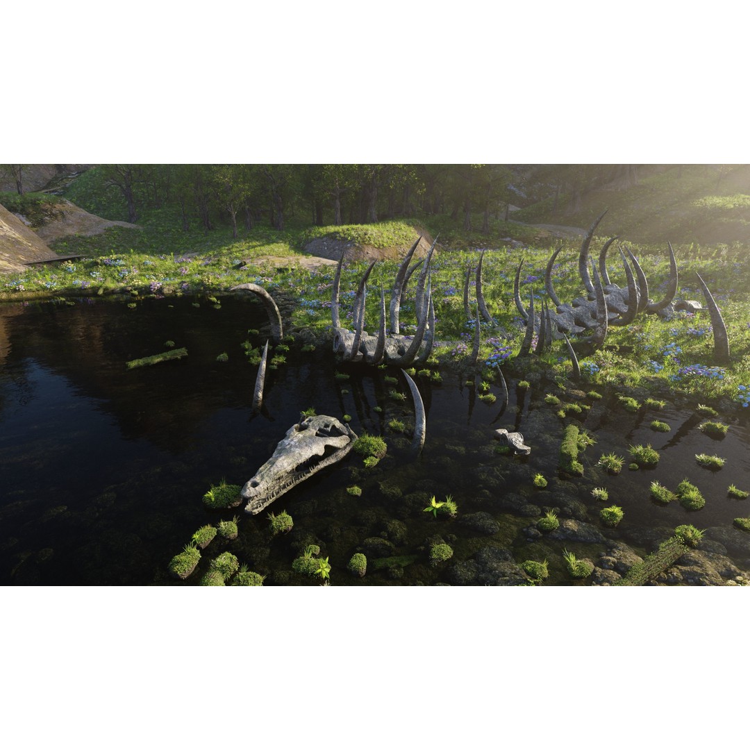 Skeleton Scene 3D Model – High Poly Blender Environment with PBR Textures - View 5