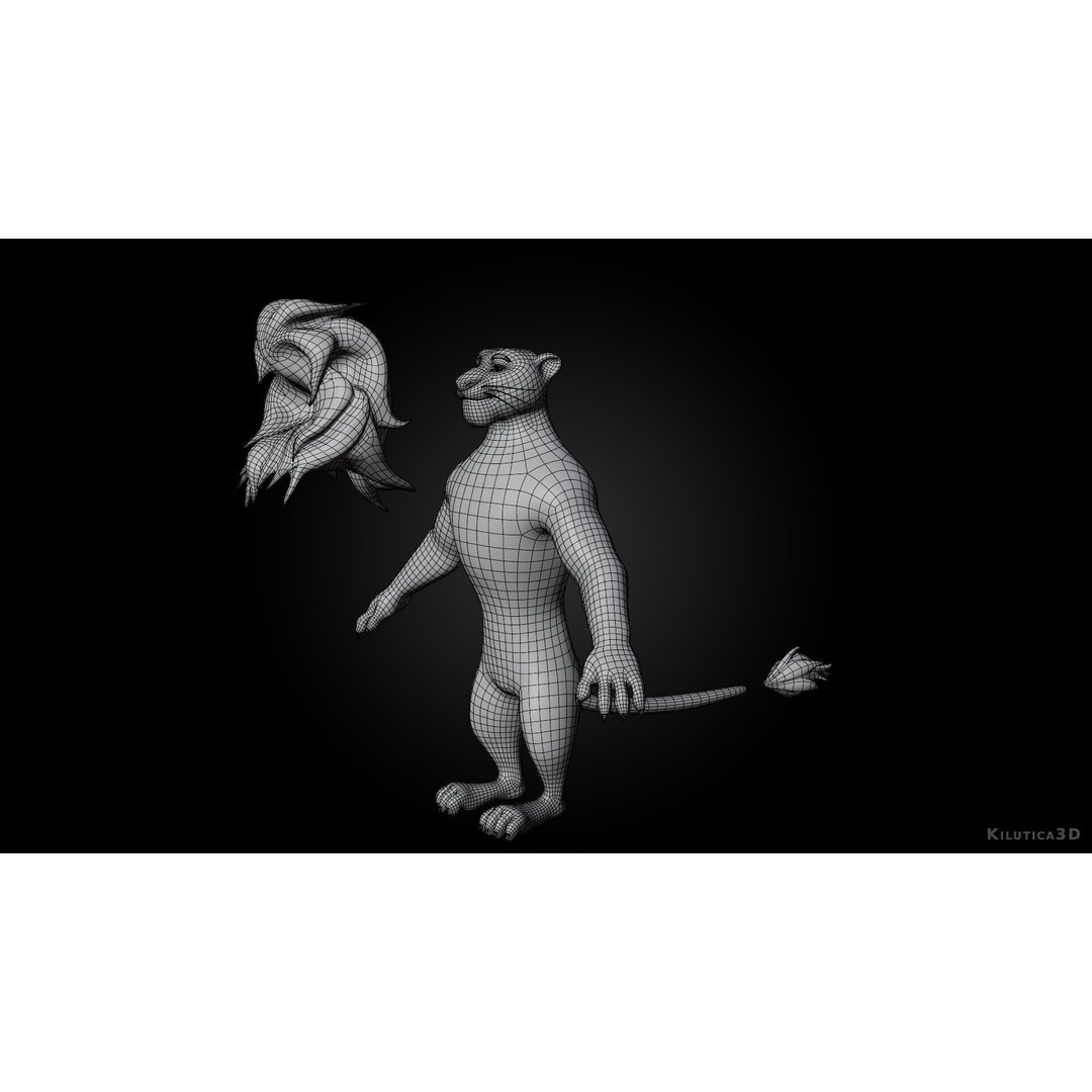 Stylized Biped Lion 3D Model – Rigged Low-Poly Character for Animation - View 14