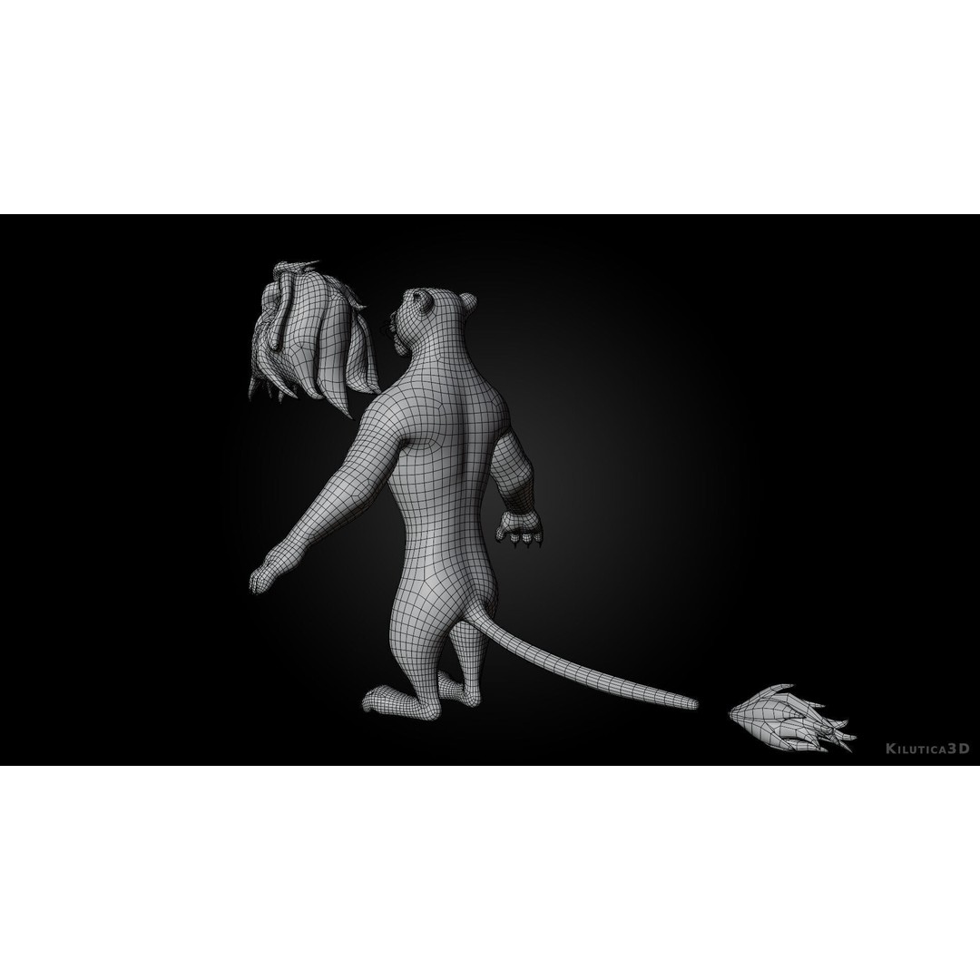 Stylized Biped Lion 3D Model – Rigged Low-Poly Character for Animation - View 15