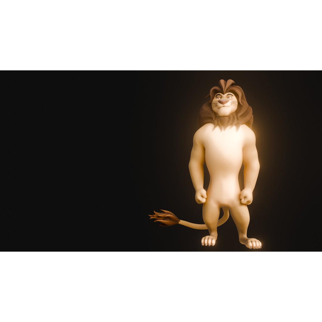 Stylized Biped Lion 3D Model – Rigged Low-Poly Character for Animation - View 19