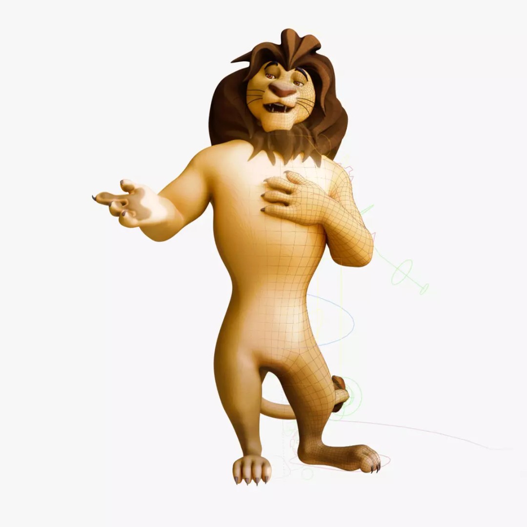 Stylized Biped Lion 3D Model – Rigged Low-Poly Character for Animation - View 2
