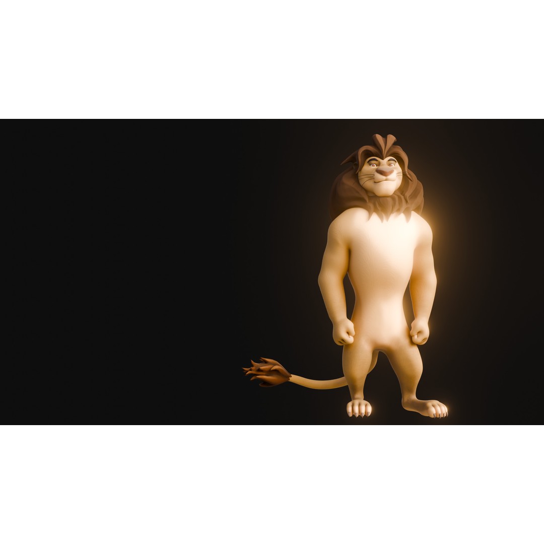 Stylized Biped Lion 3D Model – Rigged Low-Poly Character for Animation - View 20