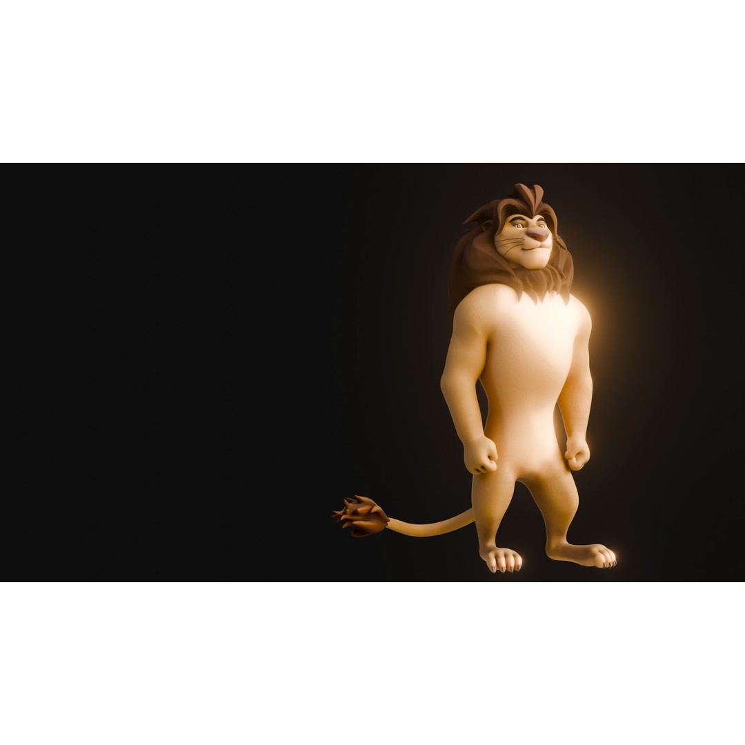 Stylized Biped Lion 3D Model – Rigged Low-Poly Character for Animation - View 21