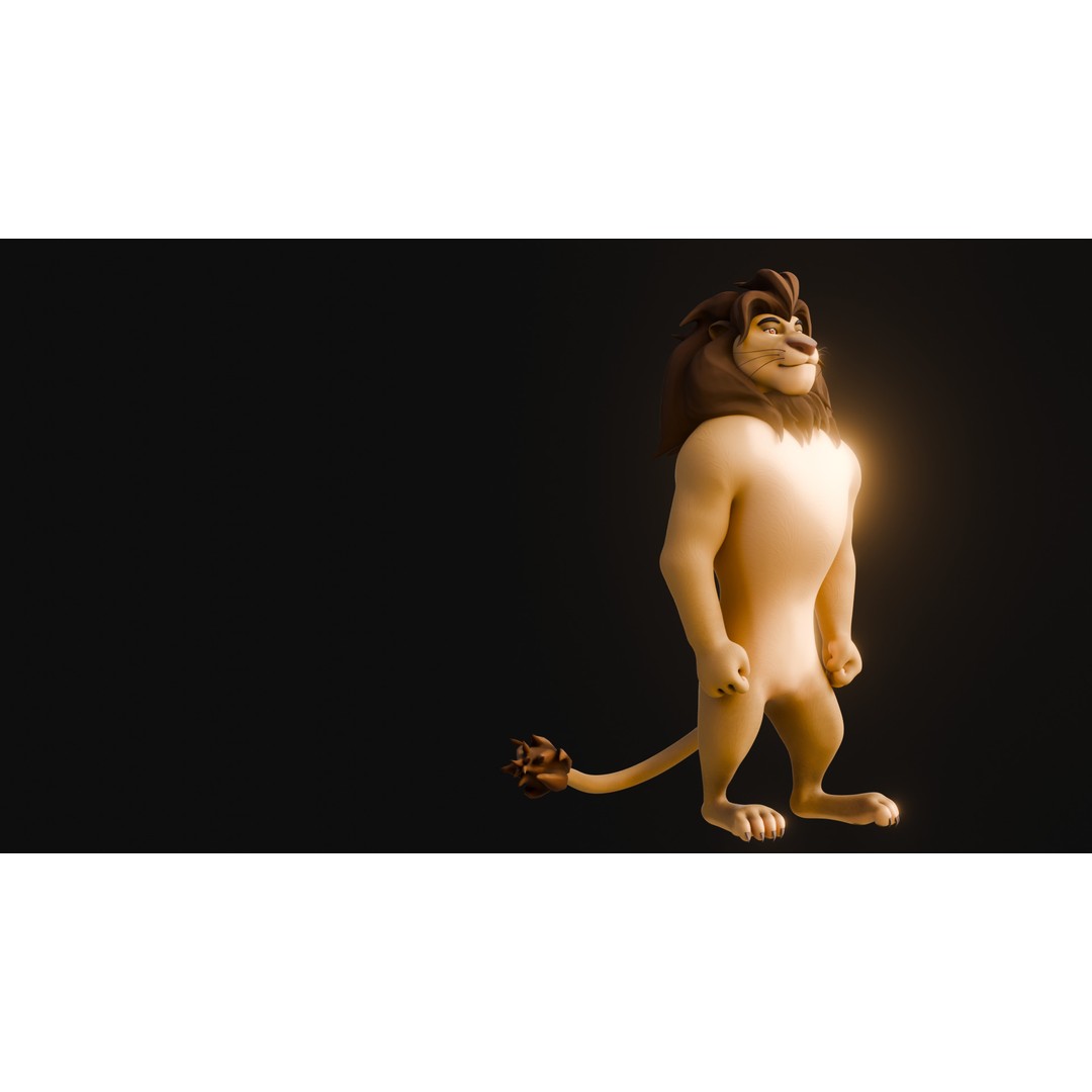 Stylized Biped Lion 3D Model – Rigged Low-Poly Character for Animation - View 22
