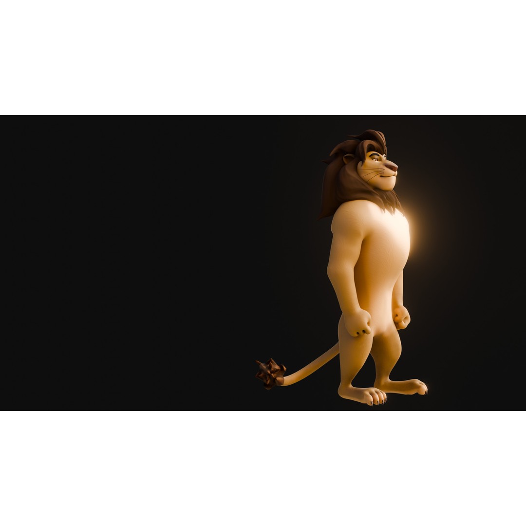 Stylized Biped Lion 3D Model – Rigged Low-Poly Character for Animation - View 23