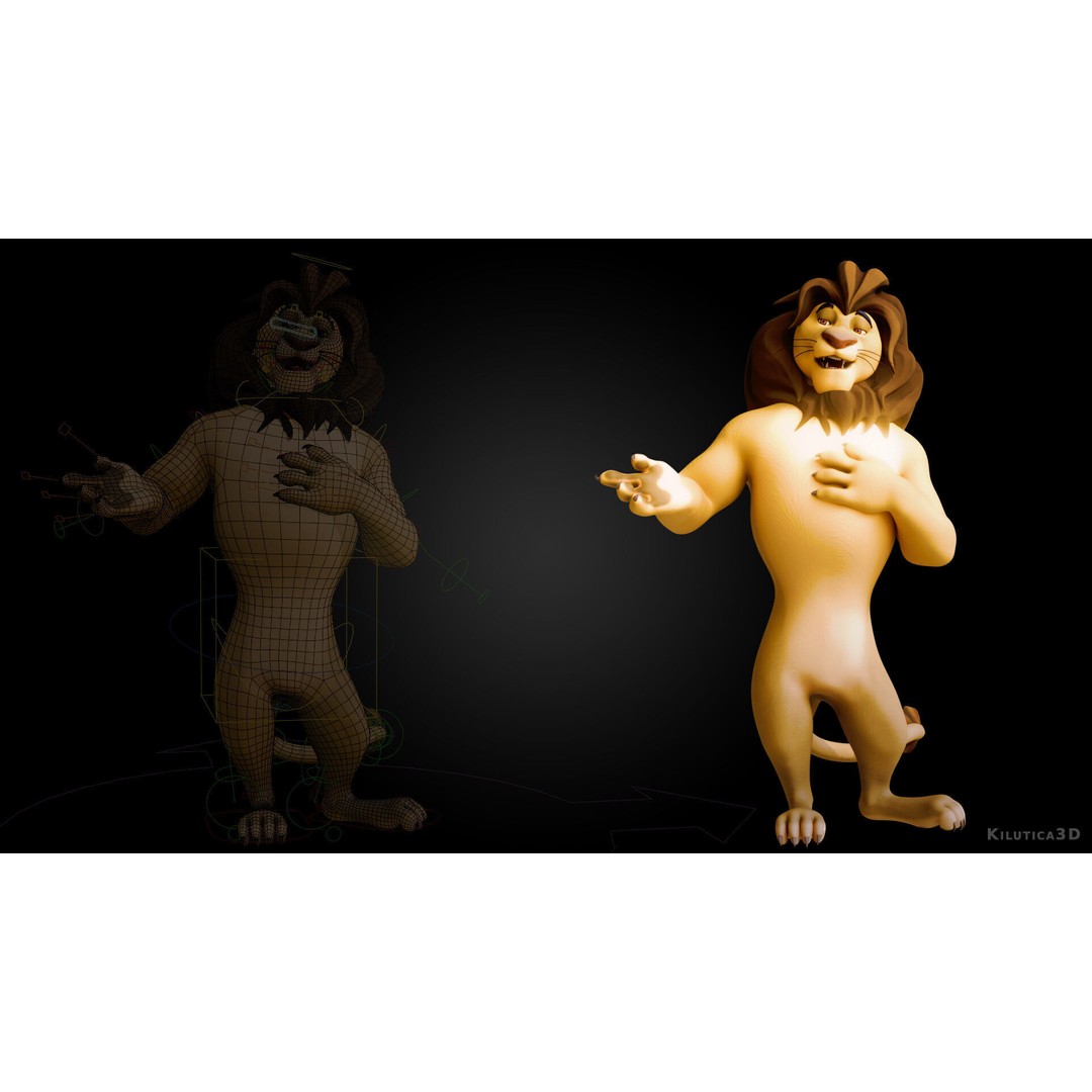 Stylized Biped Lion 3D Model – Rigged Low-Poly Character for Animation - View 4