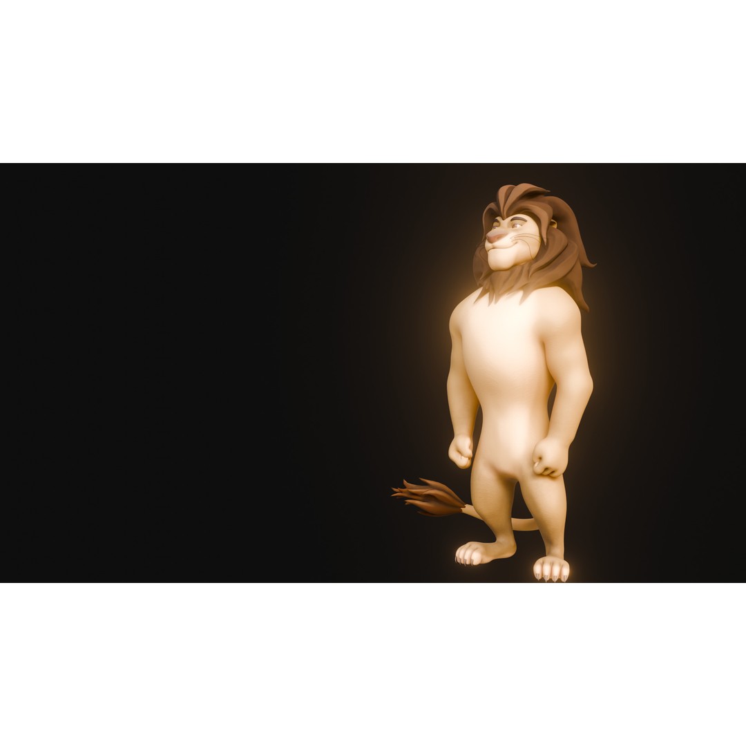 Stylized Biped Lion 3D Model – Rigged Low-Poly Character for Animation - View 41