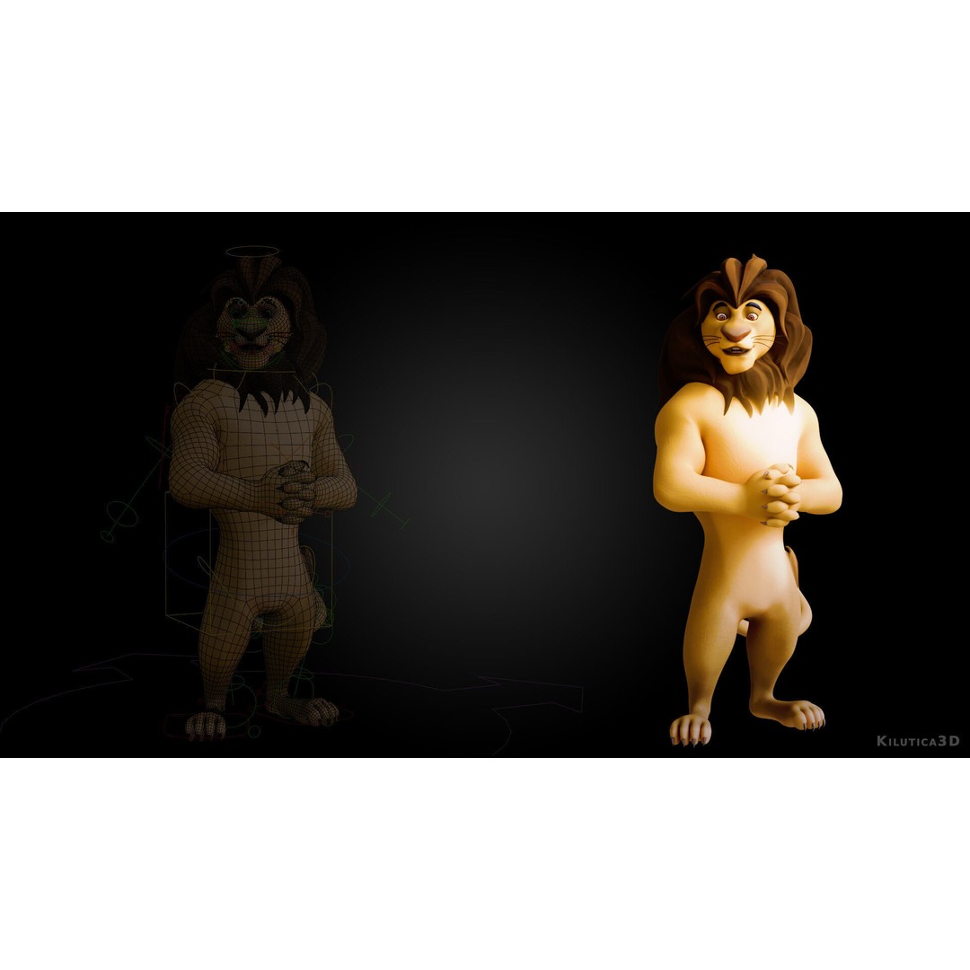 Stylized Biped Lion 3D Model – Rigged Low-Poly Character for Animation - View 5