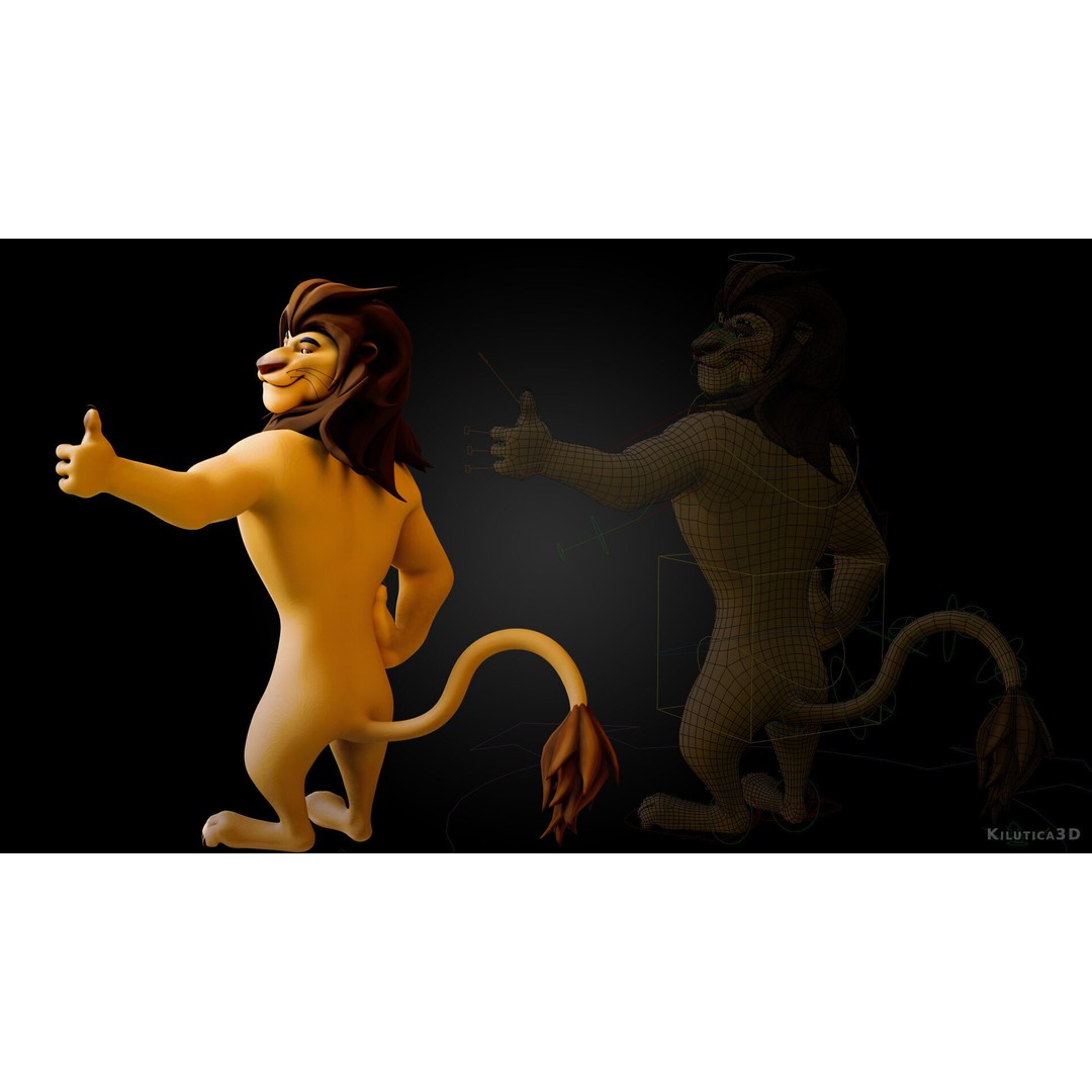 Stylized Biped Lion 3D Model – Rigged Low-Poly Character for Animation - View 6