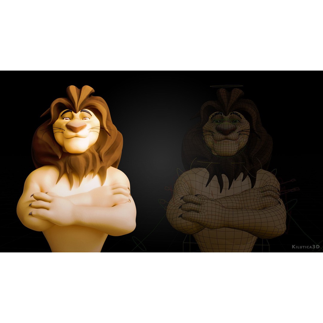 Stylized Biped Lion 3D Model – Rigged Low-Poly Character for Animation - View 7