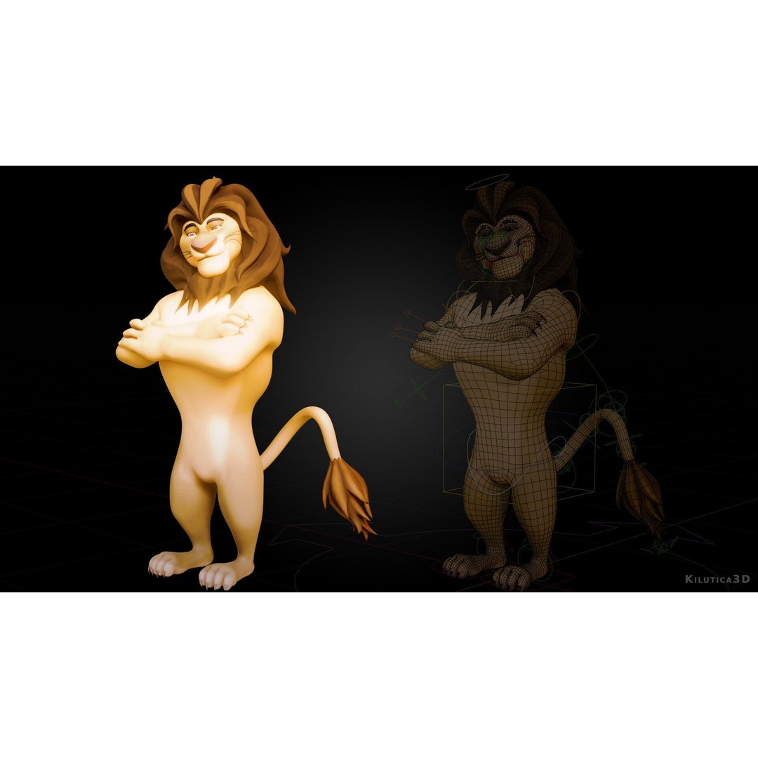 Stylized Biped Lion 3D Model – Rigged Low-Poly Character for Animation - View 8