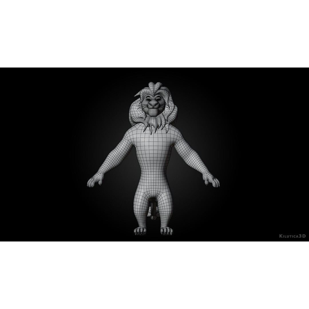 Stylized Biped Lion 3D Model – Rigged Low-Poly Character for Animation - View 9