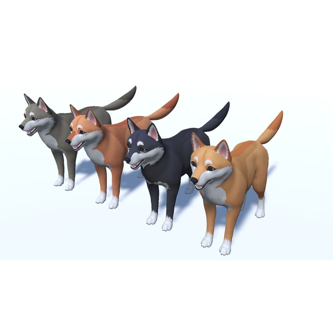 Cartoon Shiba Inu 3D Model – Low Poly Rigged Asset, FBX, Blender - View 11