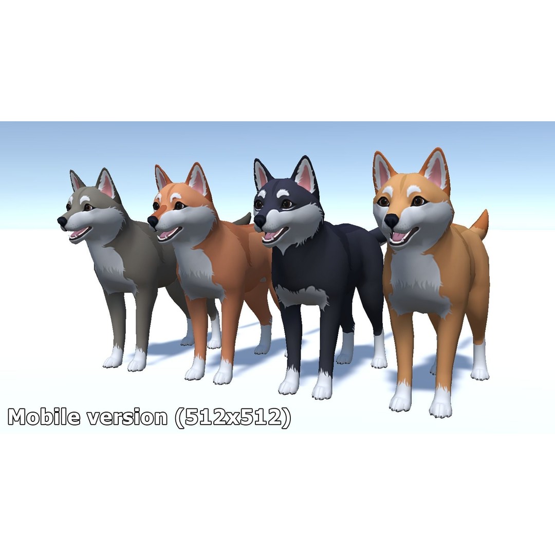 Cartoon Shiba Inu 3D Model – Low Poly Rigged Asset, FBX, Blender - View 14