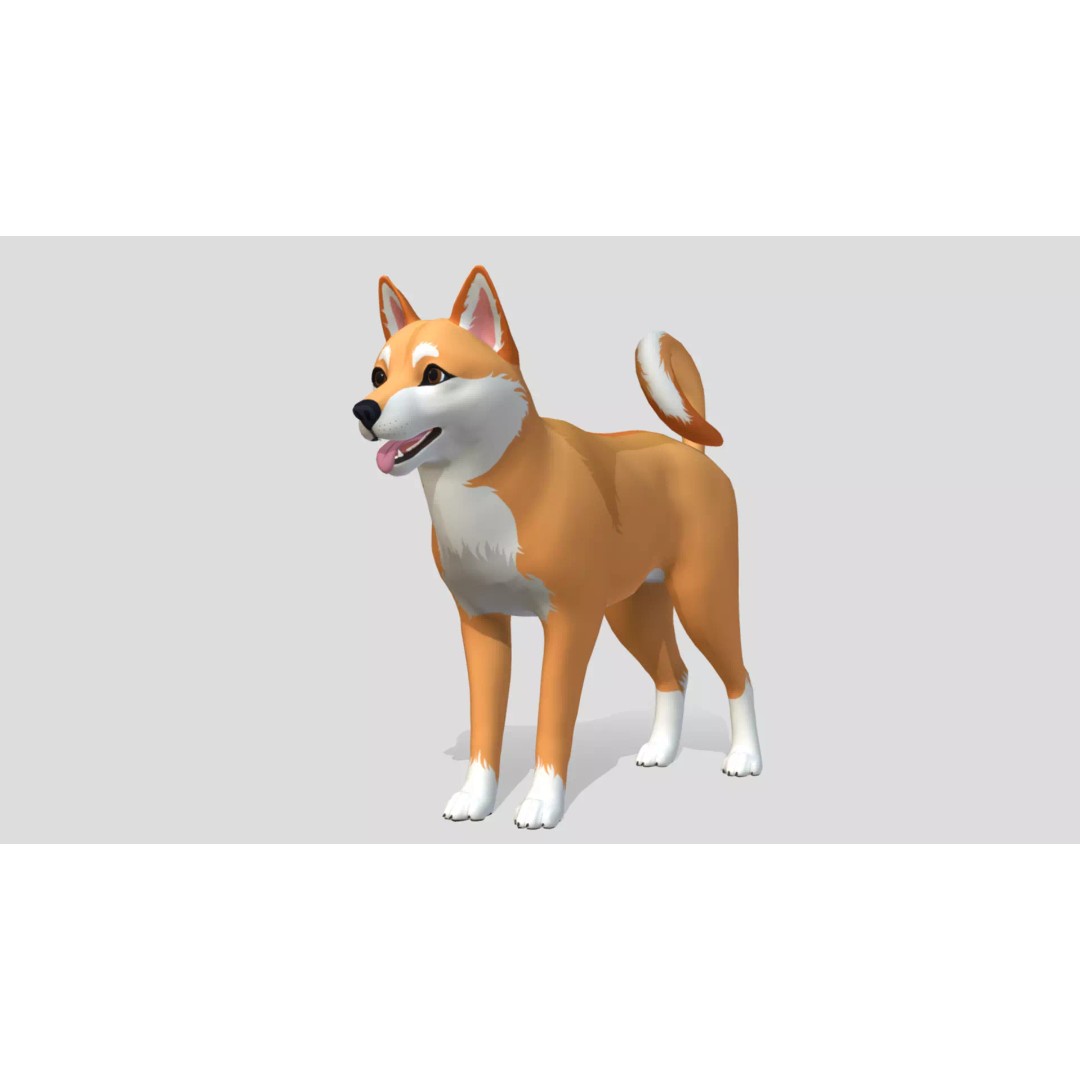 Cartoon Shiba Inu 3D Model – Low Poly Rigged Asset, FBX, Blender - View 2