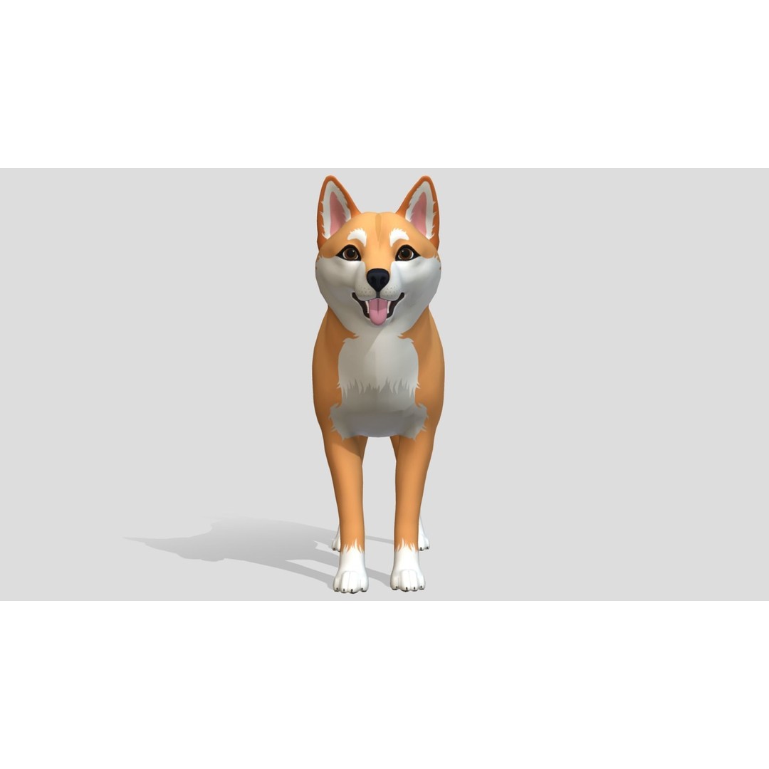 Cartoon Shiba Inu 3D Model – Low Poly Rigged Asset, FBX, Blender - View 4