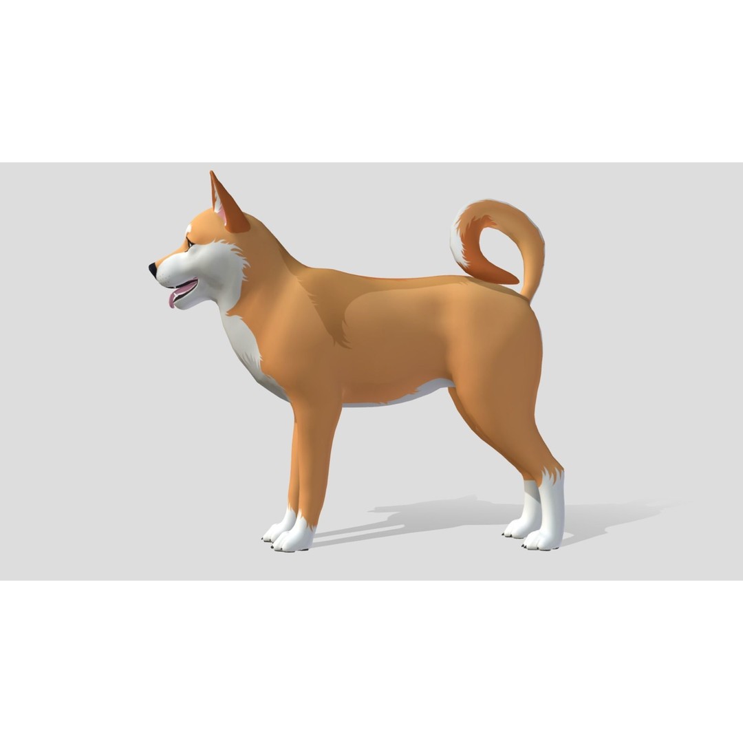 Cartoon Shiba Inu 3D Model – Low Poly Rigged Asset, FBX, Blender - View 5