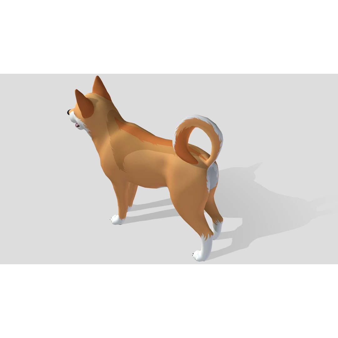 Cartoon Shiba Inu 3D Model – Low Poly Rigged Asset, FBX, Blender - View 6