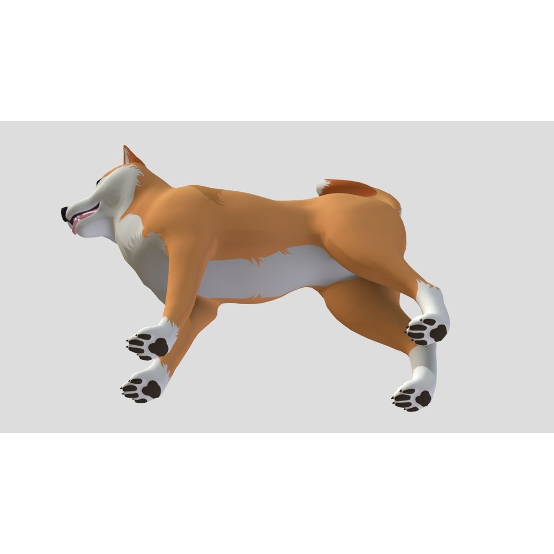Cartoon Shiba Inu 3D Model – Low Poly Rigged Asset, FBX, Blender - View 7