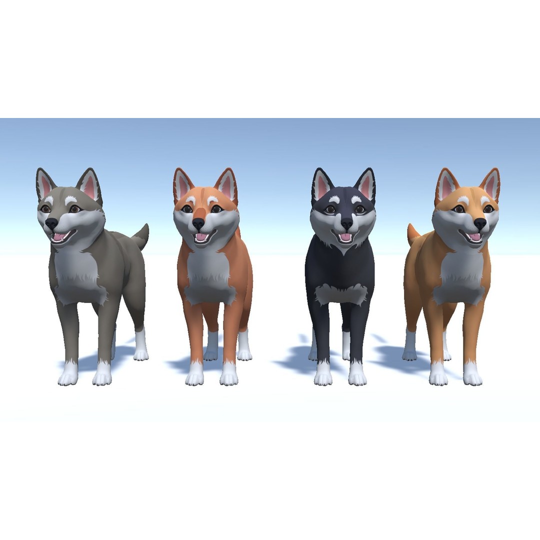 Cartoon Shiba Inu 3D Model – Low Poly Rigged Asset, FBX, Blender - View 9