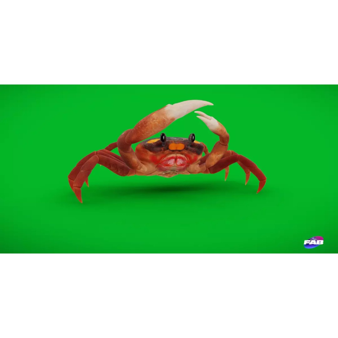 Halloween Moon Crab 3D Model – Low Poly Game Asset, FBX, PBR Textures - View 2