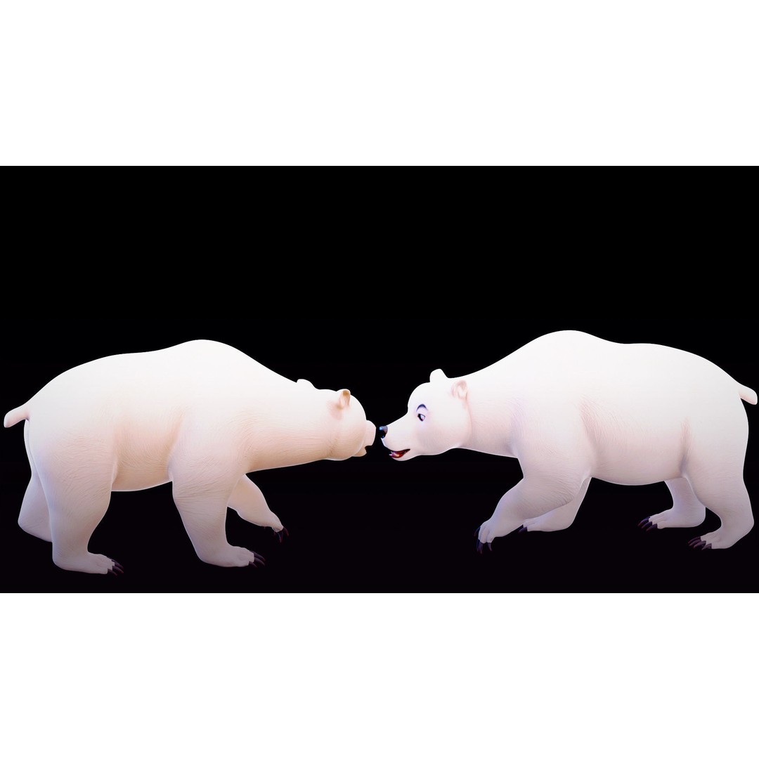 Polar Bear and Grizzly Bear 3D Model – Rigged Low Poly AR-Ready Asset, FBX - View 10