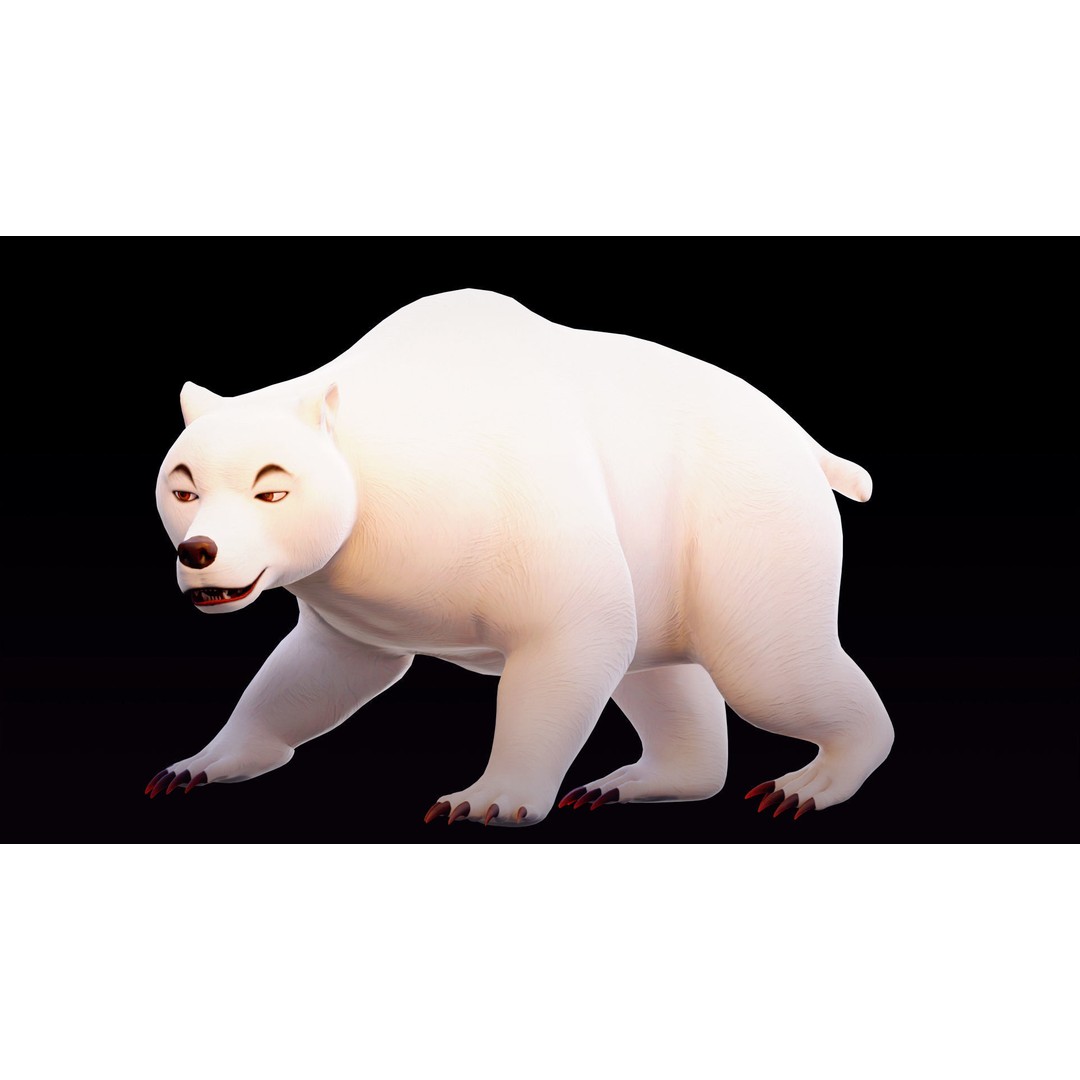 Polar Bear and Grizzly Bear 3D Model – Rigged Low Poly AR-Ready Asset, FBX - View 3