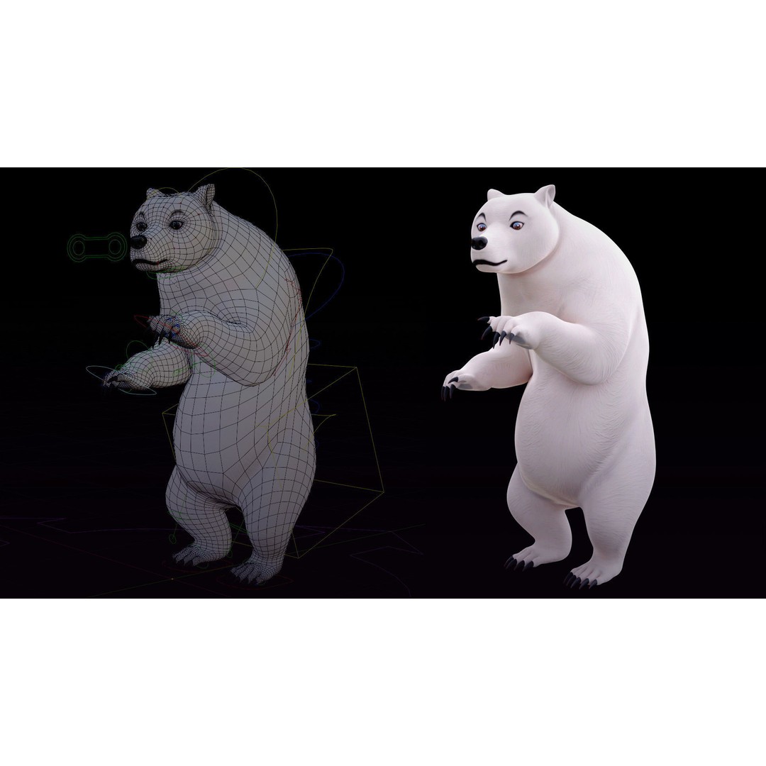 Polar Bear and Grizzly Bear 3D Model – Rigged Low Poly AR-Ready Asset, FBX - View 5