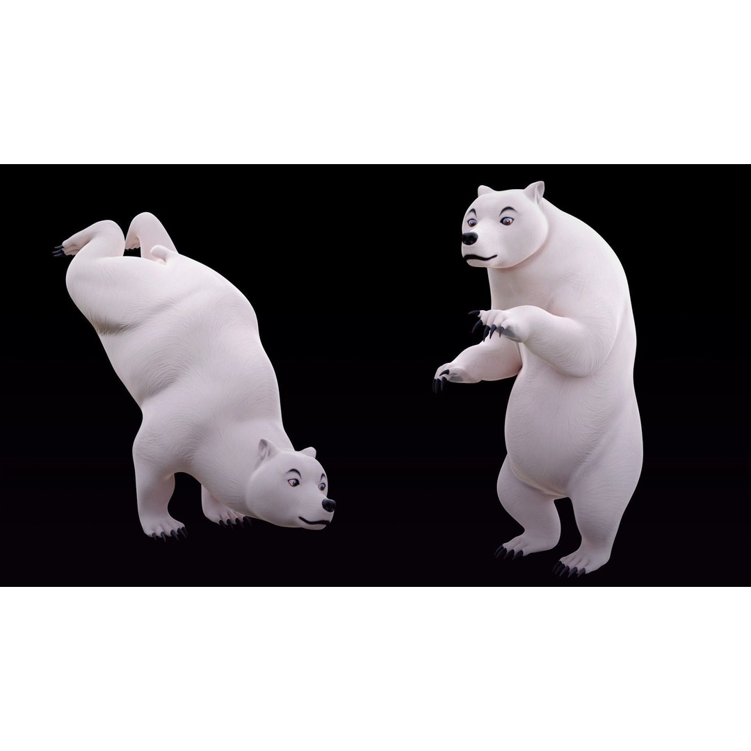 Polar Bear and Grizzly Bear 3D Model – Rigged Low Poly AR-Ready Asset, FBX - View 7