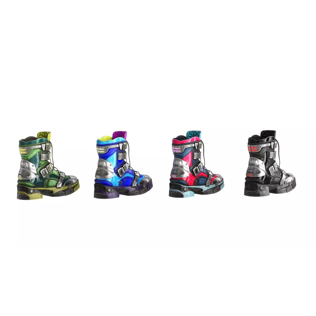 Cyberpunk Boots 3D Model – Low Poly Futuristic Footwear, FBX - View 15