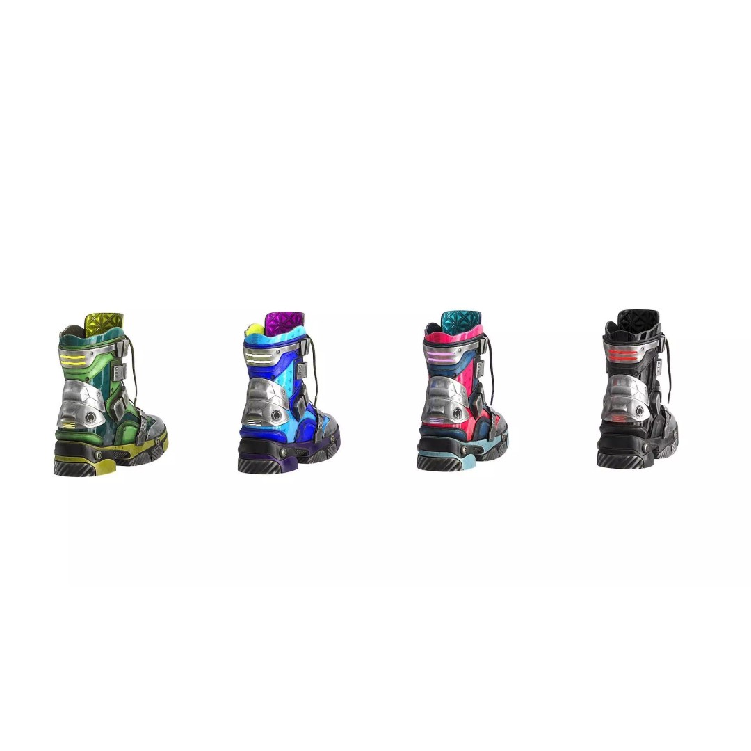 Cyberpunk Boots 3D Model – Low Poly Futuristic Footwear, FBX - View 16