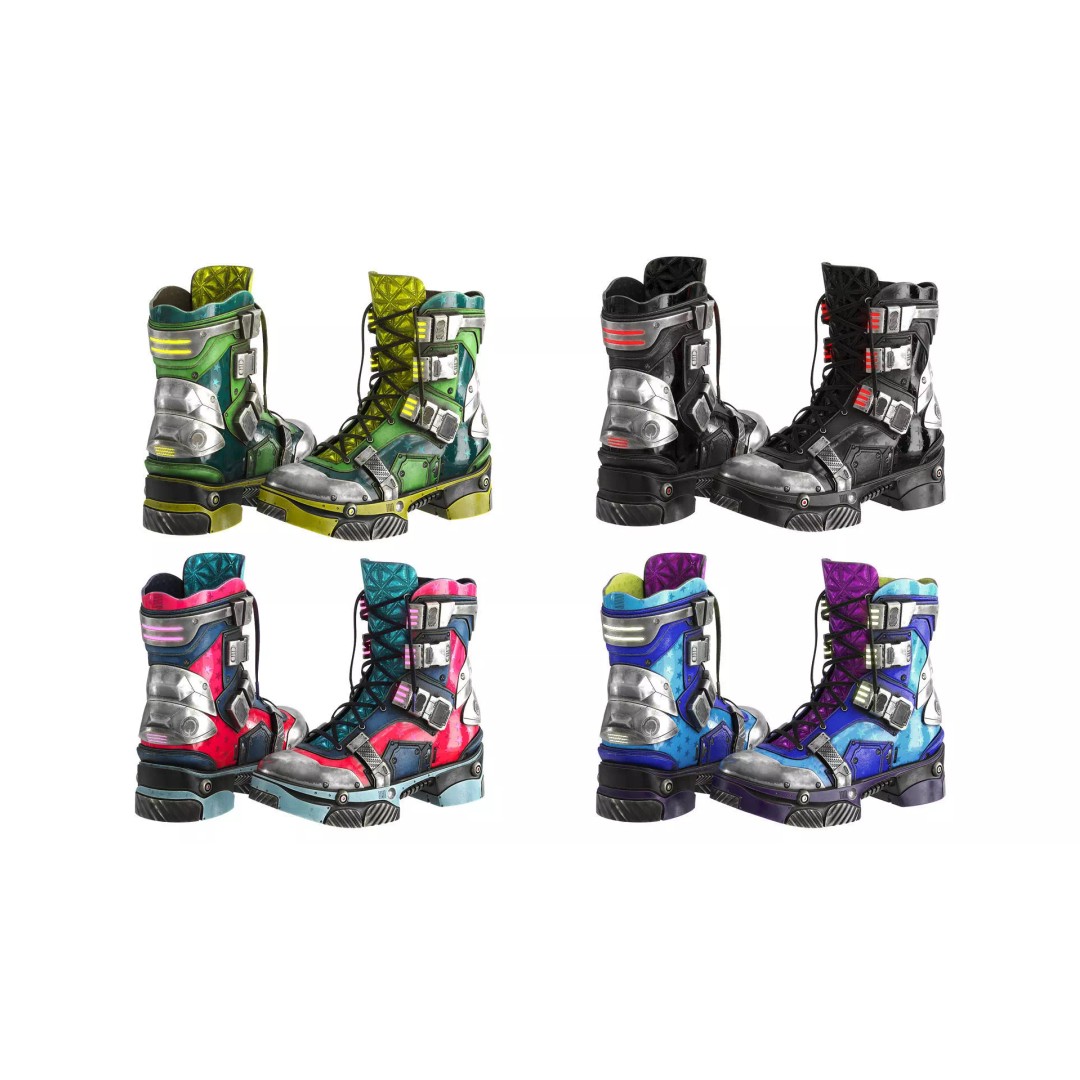 Cyberpunk Boots 3D Model – Low Poly Futuristic Footwear, FBX - View 2