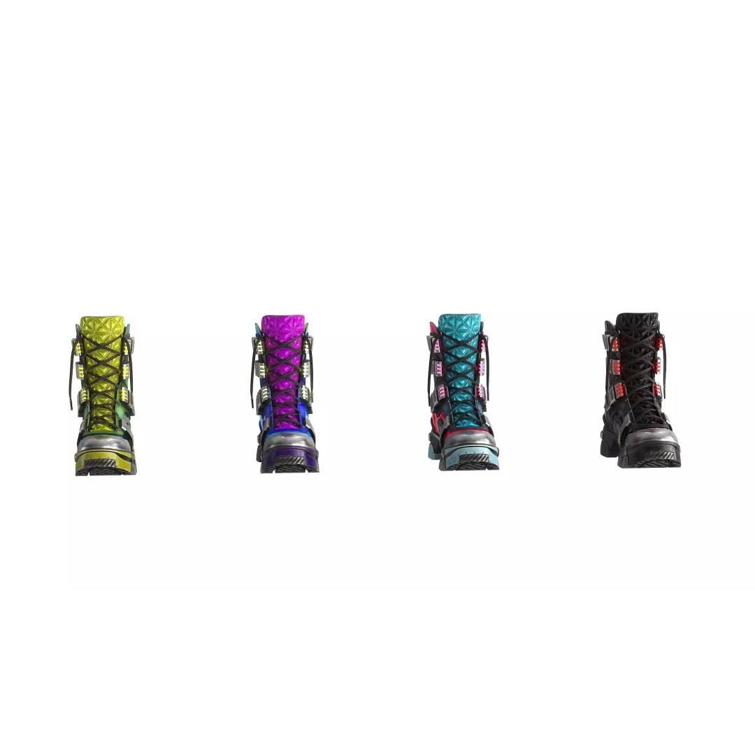Cyberpunk Boots 3D Model – Low Poly Futuristic Footwear, FBX - View 21