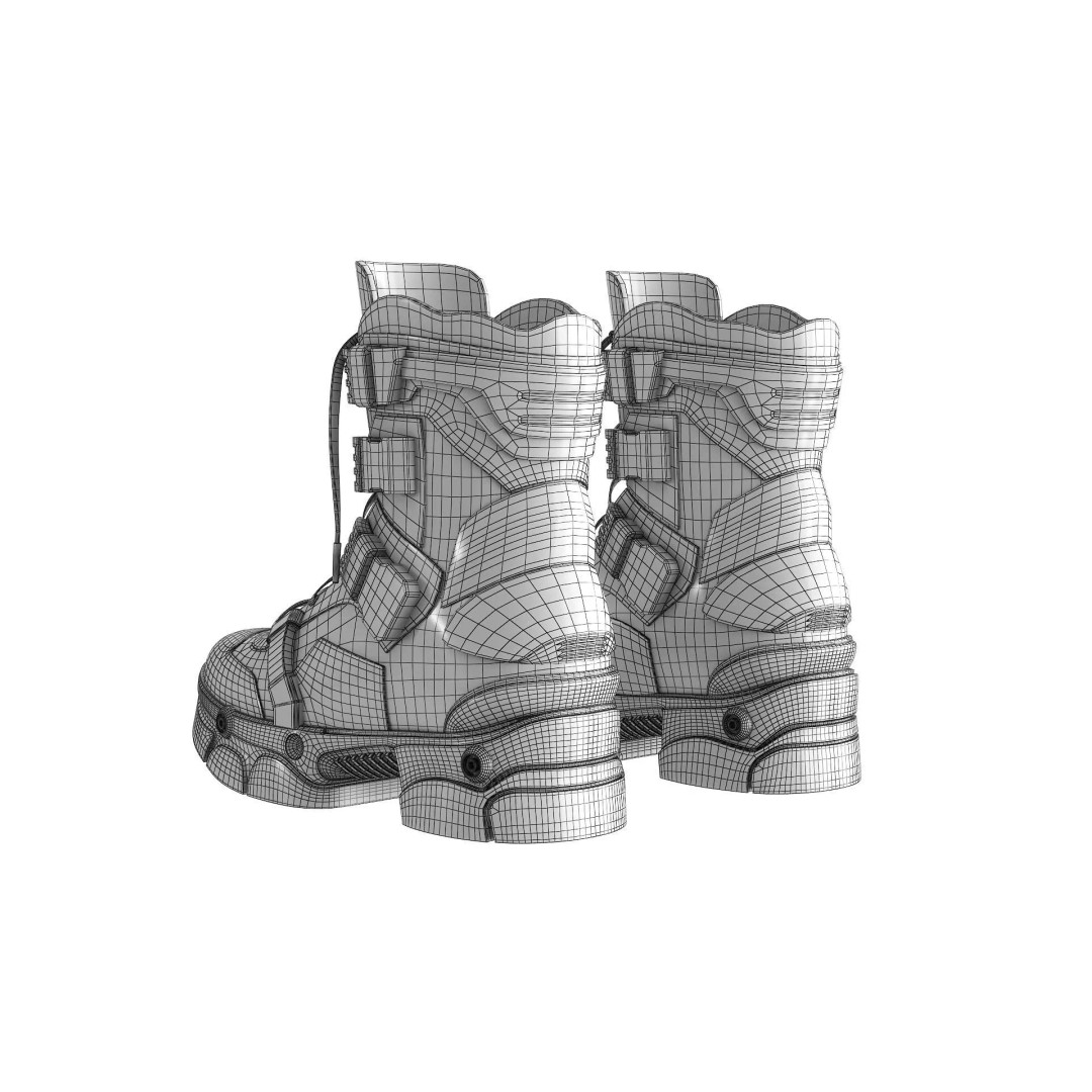 Cyberpunk Boots 3D Model – Low Poly Futuristic Footwear, FBX - View 23