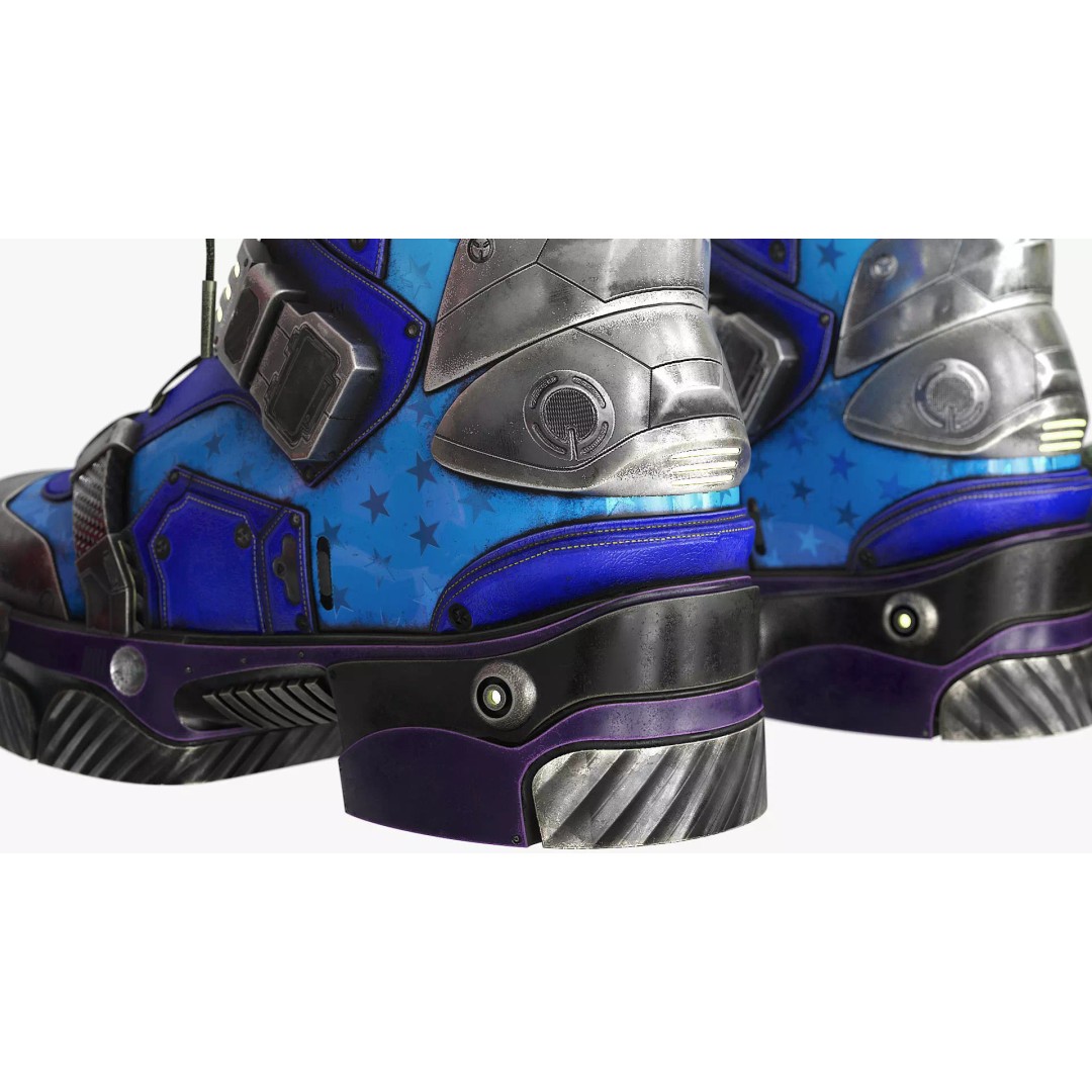 Cyberpunk Boots 3D Model – Low Poly Futuristic Footwear, FBX - View 9