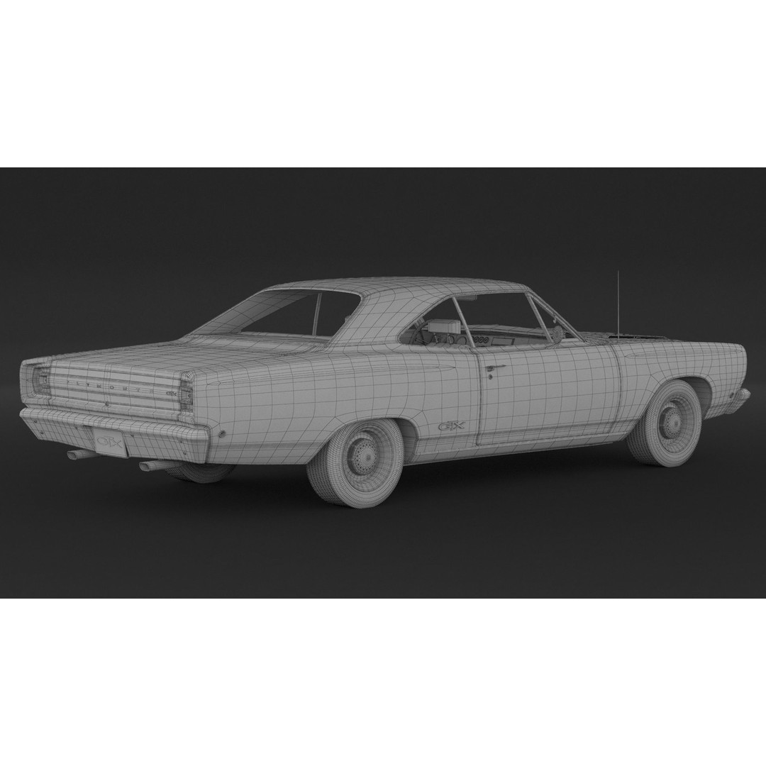 1968 Plymouth GTX 3D Model – High Poly Game Asset, FBX, OBJ - View 10