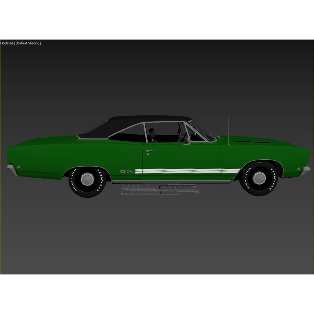 1968 Plymouth GTX 3D Model – High Poly Game Asset, FBX, OBJ - View 13