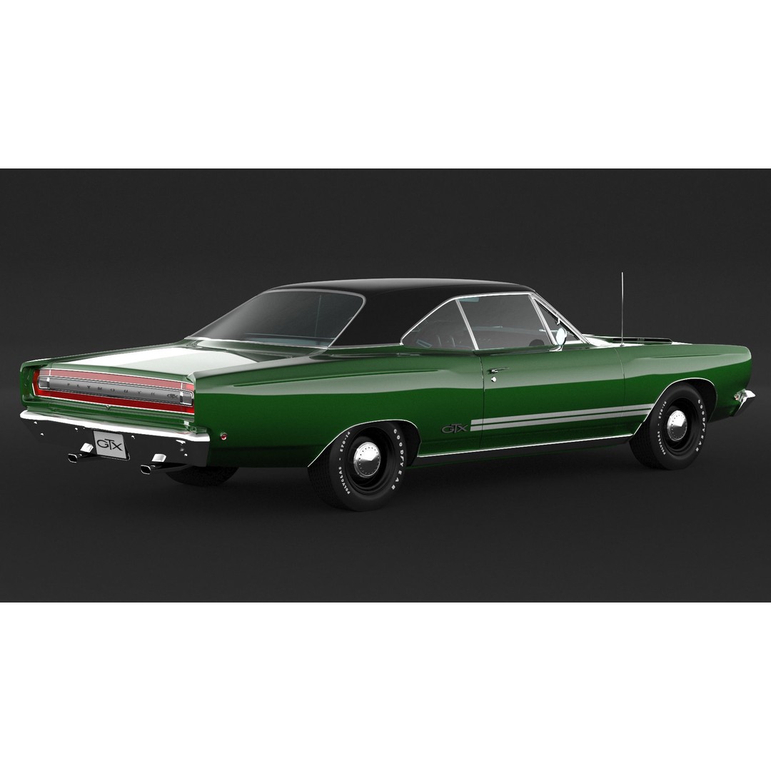 1968 Plymouth GTX 3D Model – High Poly Game Asset, FBX, OBJ - View 3