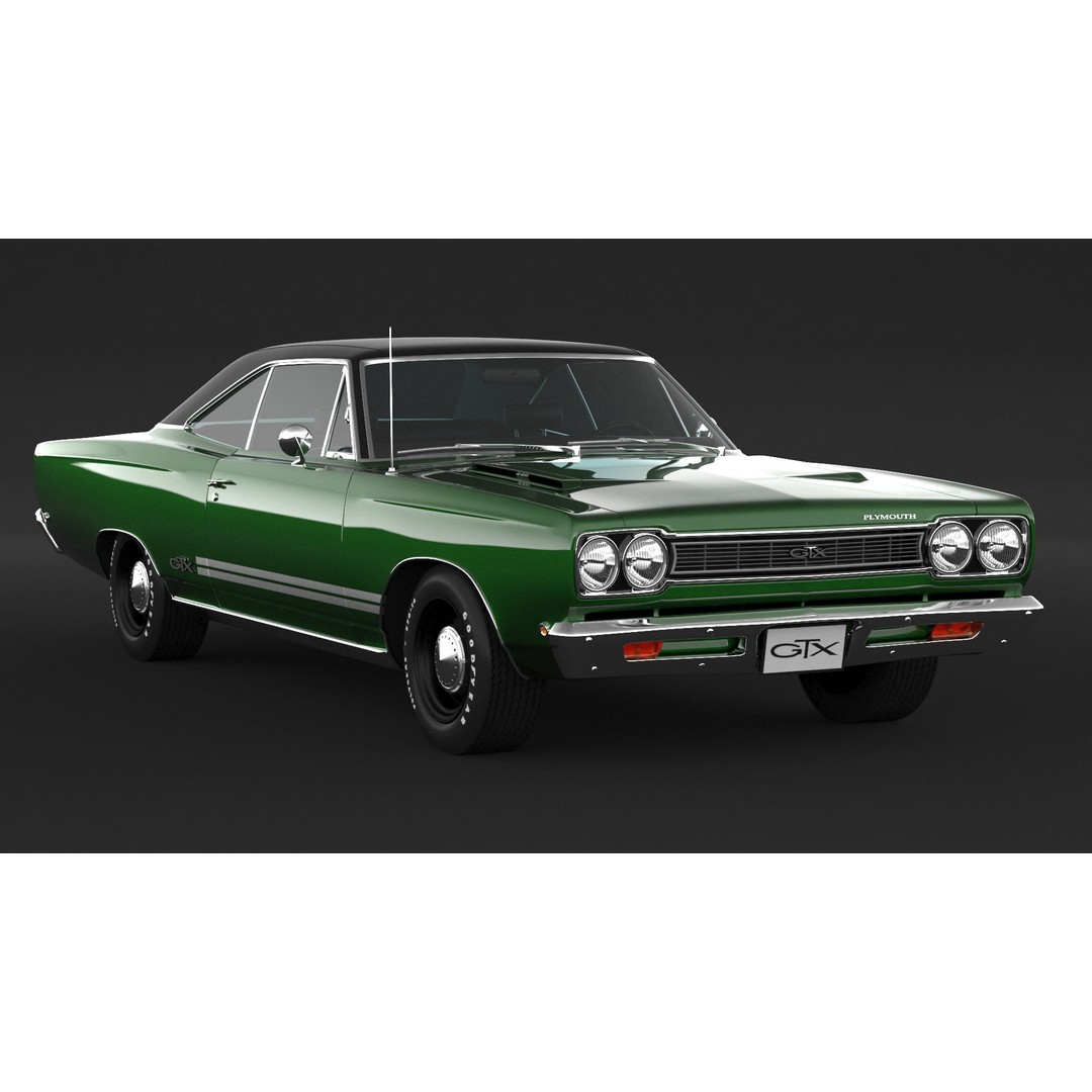 1968 Plymouth GTX 3D Model – High Poly Game Asset, FBX, OBJ - View 4
