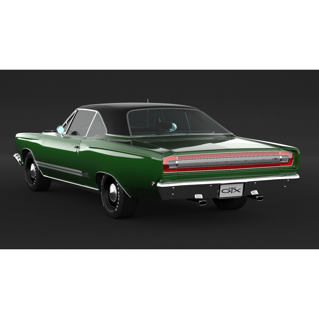 1968 Plymouth GTX 3D Model – High Poly Game Asset, FBX, OBJ - View 5