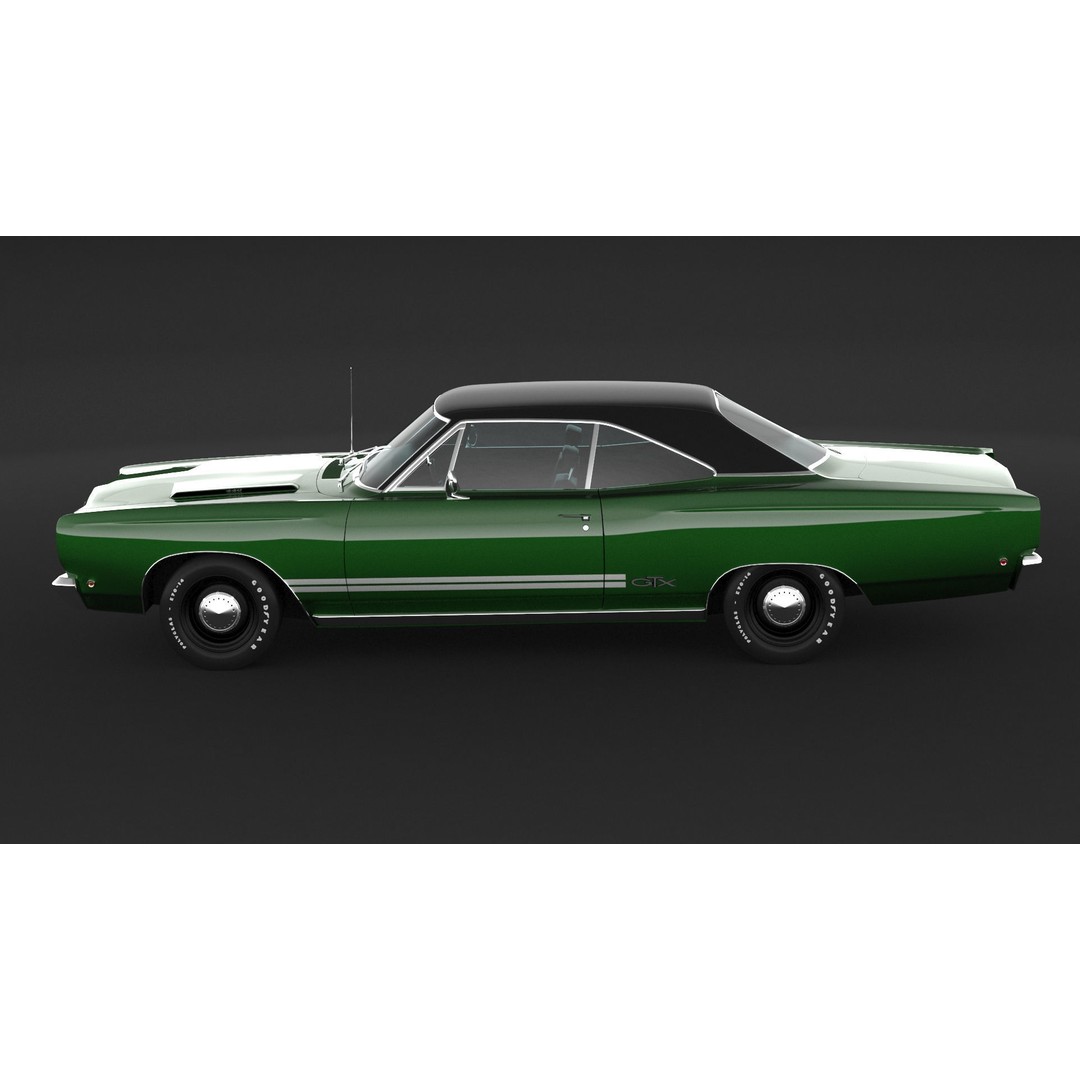 1968 Plymouth GTX 3D Model – High Poly Game Asset, FBX, OBJ - View 6