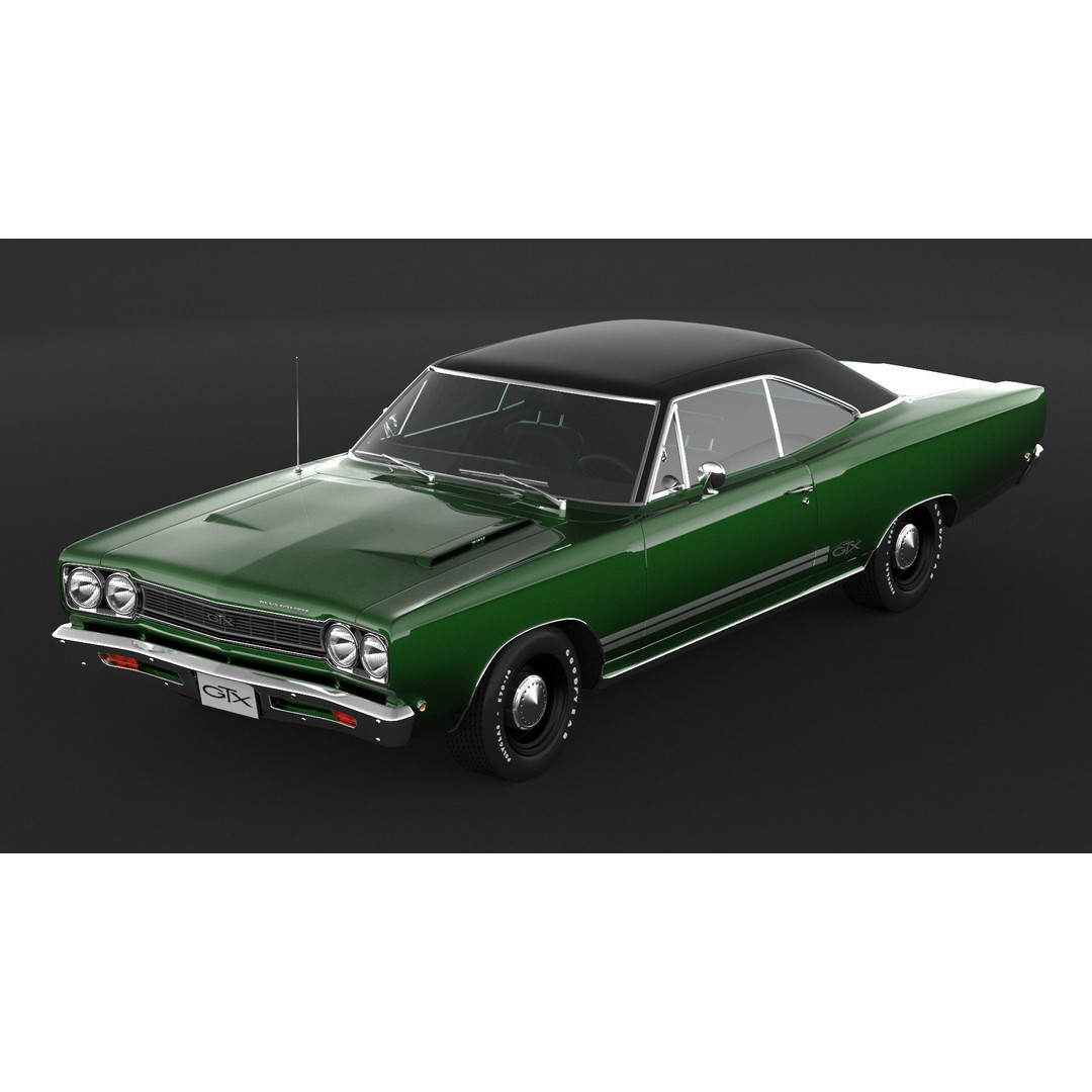1968 Plymouth GTX 3D Model – High Poly Game Asset, FBX, OBJ - View 7