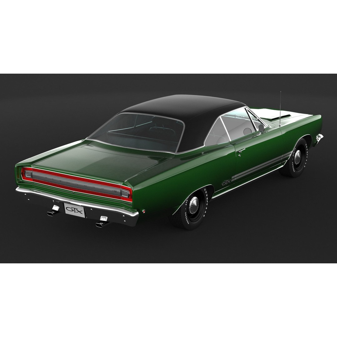 1968 Plymouth GTX 3D Model – High Poly Game Asset, FBX, OBJ - View 8