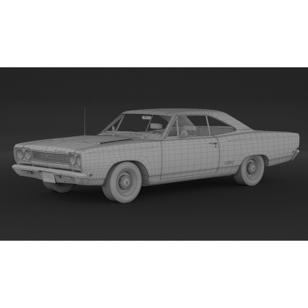 1968 Plymouth GTX 3D Model – High Poly Game Asset, FBX, OBJ - View 9