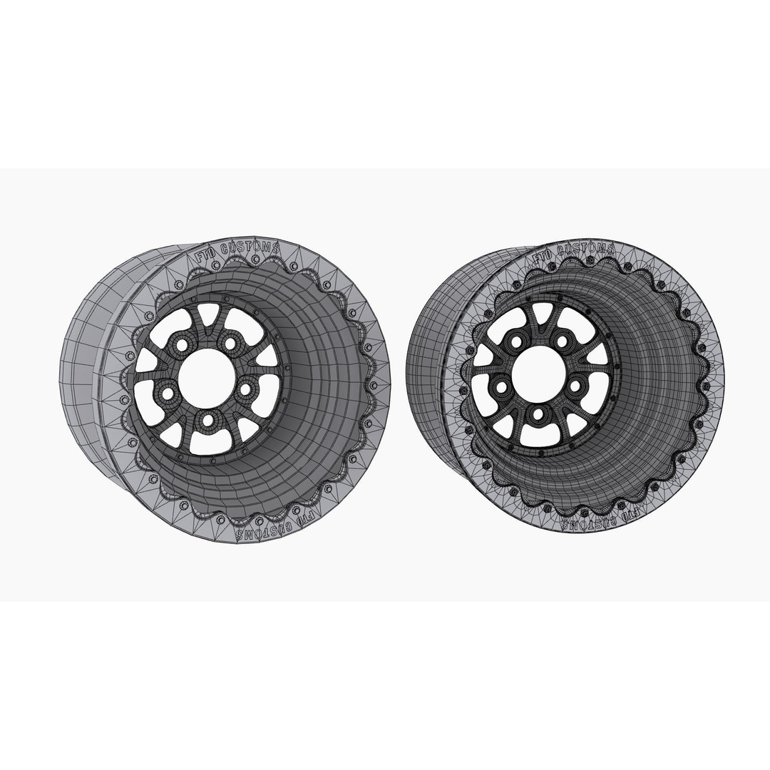 FTD Customs DBL 3D Model – Low Poly Drag Rear Wheel, Game Ready, FBX