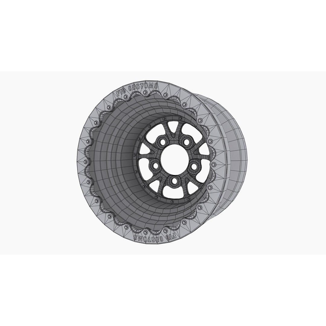 FTD Customs DBL 3D Model – Low Poly Drag Rear Wheel, Game Ready, FBX - View 13