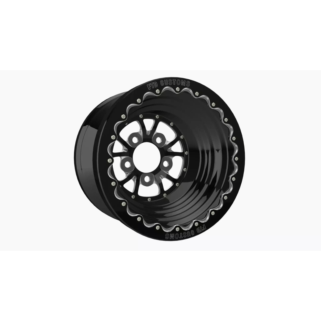 FTD Customs DBL 3D Model – Low Poly Drag Rear Wheel, Game Ready, FBX - View 2